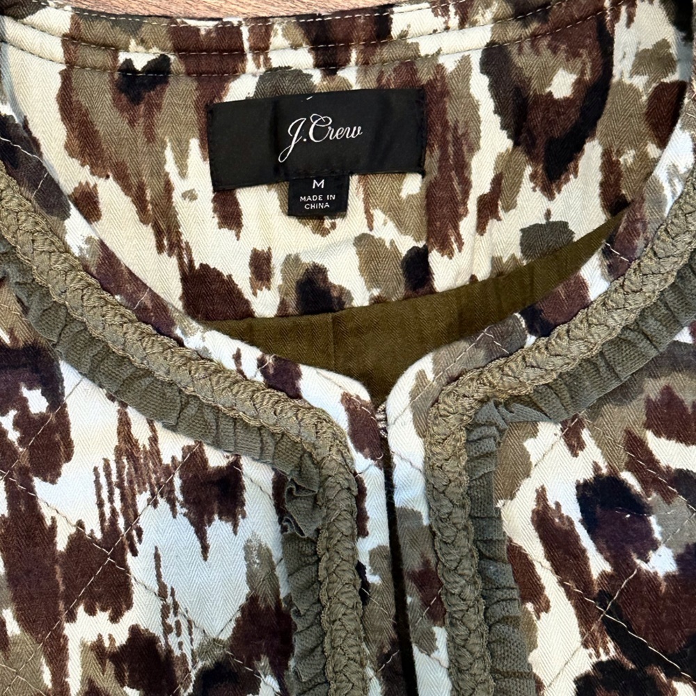 J Crew Quilted Lady Coat in Autumn Cheetah Size Medium - Picture 7 of 12